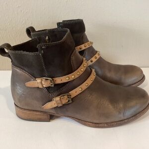 Alberto Fermani Ankle Boots Women’s Brown Size 37 1/2 US 6 Studs Leather